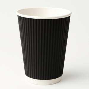 12 oz Ripple Wall Coffee Cups-Black - Foodware Supplies