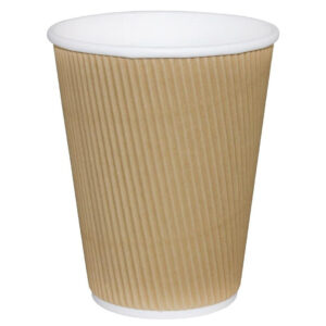 12oz Ripple Wall Coffee Cups - Brown - 355ml - Foodware Supplies